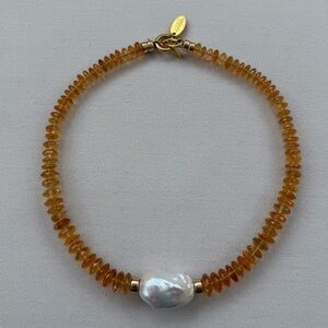 Lizzie Fortunato Citrine Beaded Necklace with Baroque Pearl